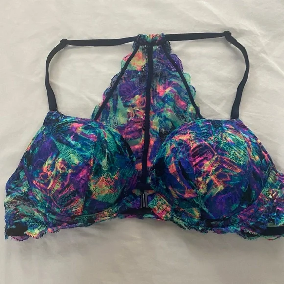 VS PINK multi floral lace racerback pushup bra - Picture 2 of 3